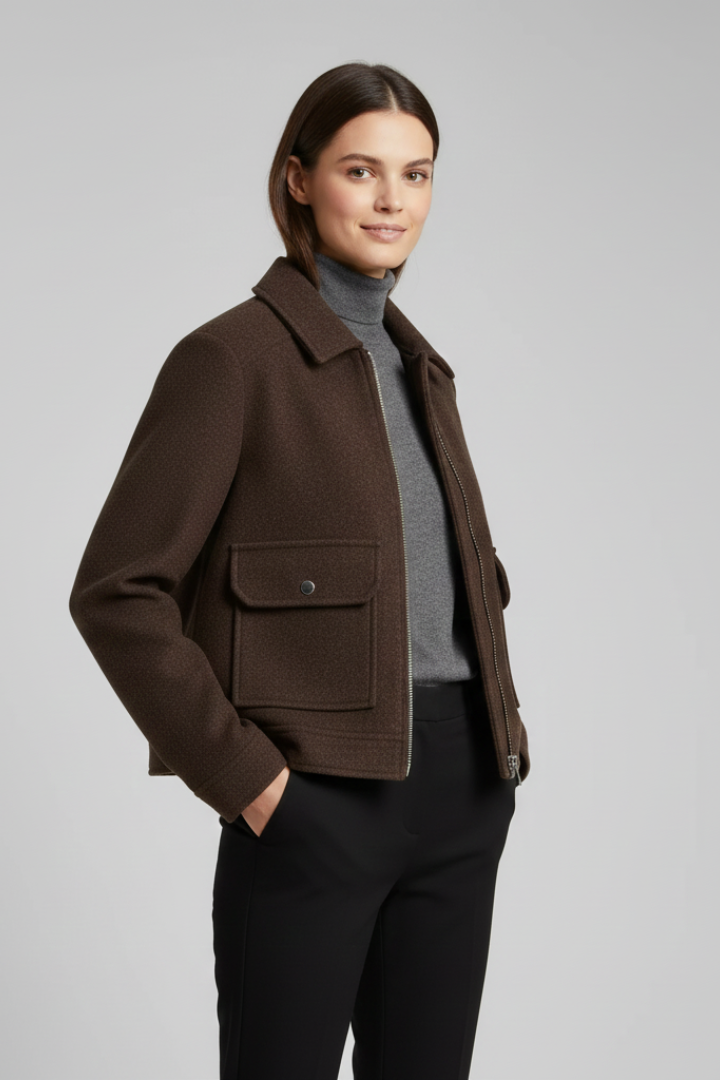 Cybele | Blouson aviateur zippé pour femme – Col à revers ajusté, manches longues
