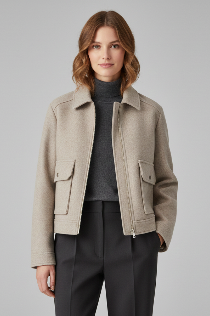 Cybele | Blouson aviateur zippé pour femme – Col à revers ajusté, manches longues