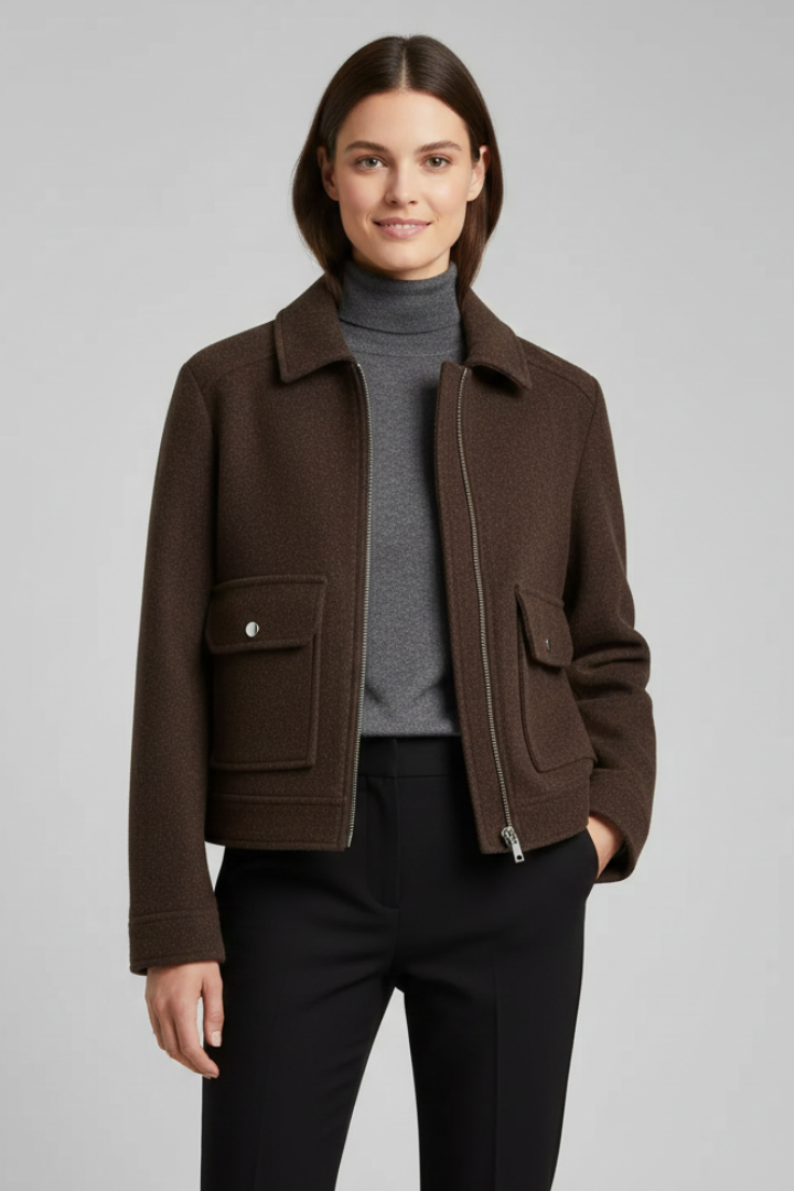 Cybele | Blouson aviateur zippé pour femme – Col à revers ajusté, manches longues