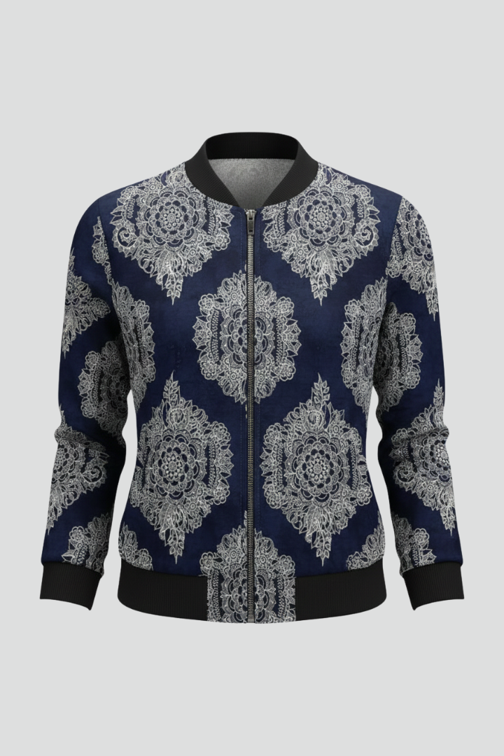 Celestina | Blouson bomber fleuri pour femme – Fermeture zippée, veste imprimée décontractée