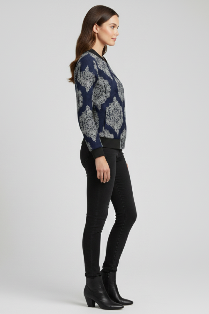 Celestina | Blouson bomber fleuri pour femme – Fermeture zippée, veste imprimée décontractée
