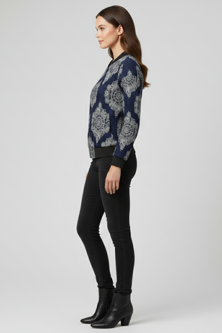 Celestina | Blouson bomber fleuri pour femme – Fermeture zippée, veste imprimée décontractée
