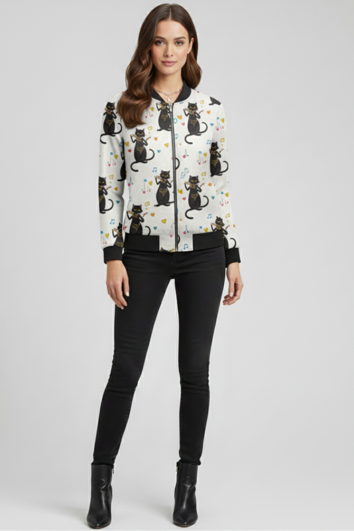 Celestina | Blouson bomber fleuri pour femme – Fermeture zippée, veste imprimée décontractée