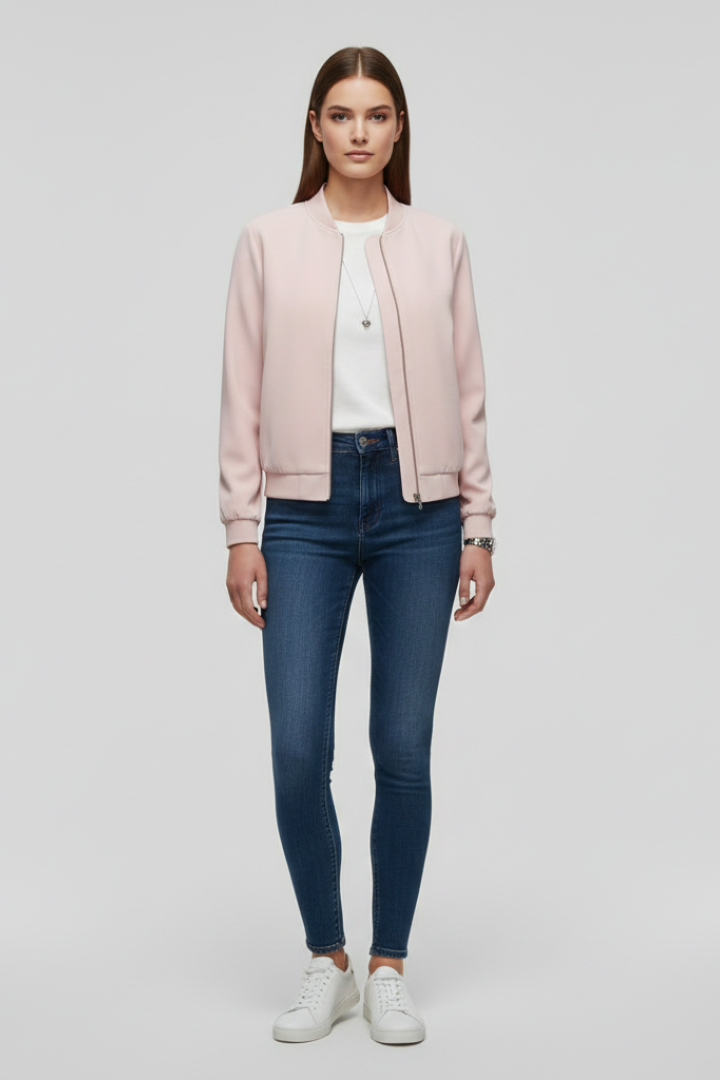 Jovara | Blouson aviateur pour femme avec fermeture éclair sur le devant et ourlet droit