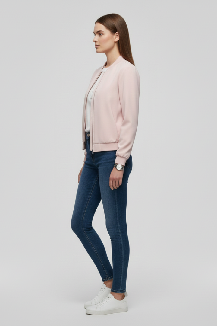 Jovara | Blouson aviateur pour femme avec fermeture éclair sur le devant et ourlet droit