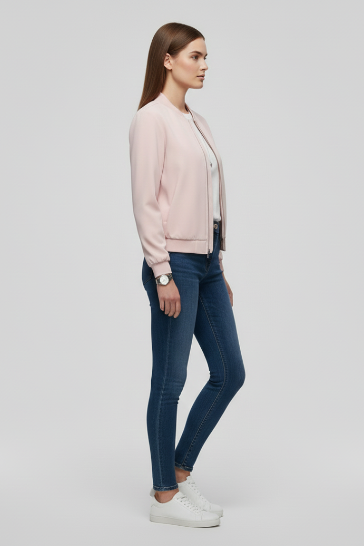 Jovara | Blouson aviateur pour femme avec fermeture éclair sur le devant et ourlet droit