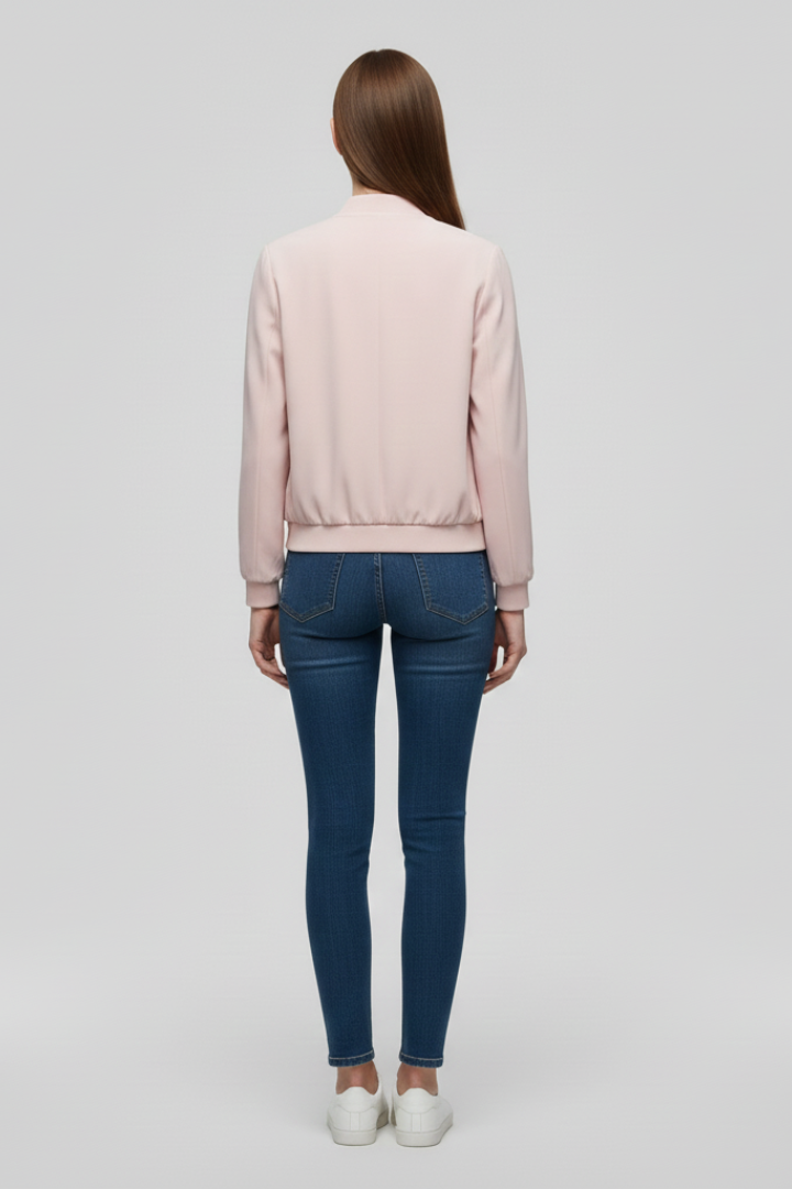 Jovara | Blouson aviateur pour femme avec fermeture éclair sur le devant et ourlet droit