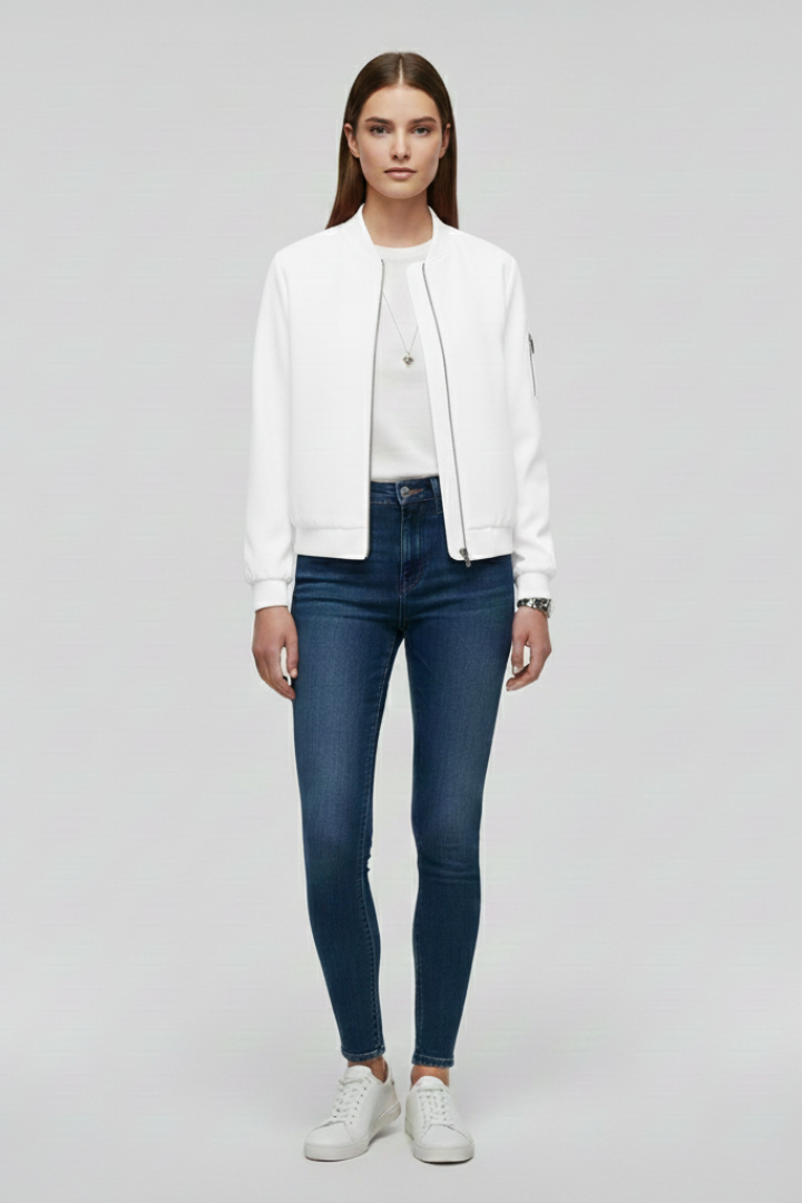Jovara | Blouson aviateur pour femme avec fermeture éclair sur le devant et ourlet droit