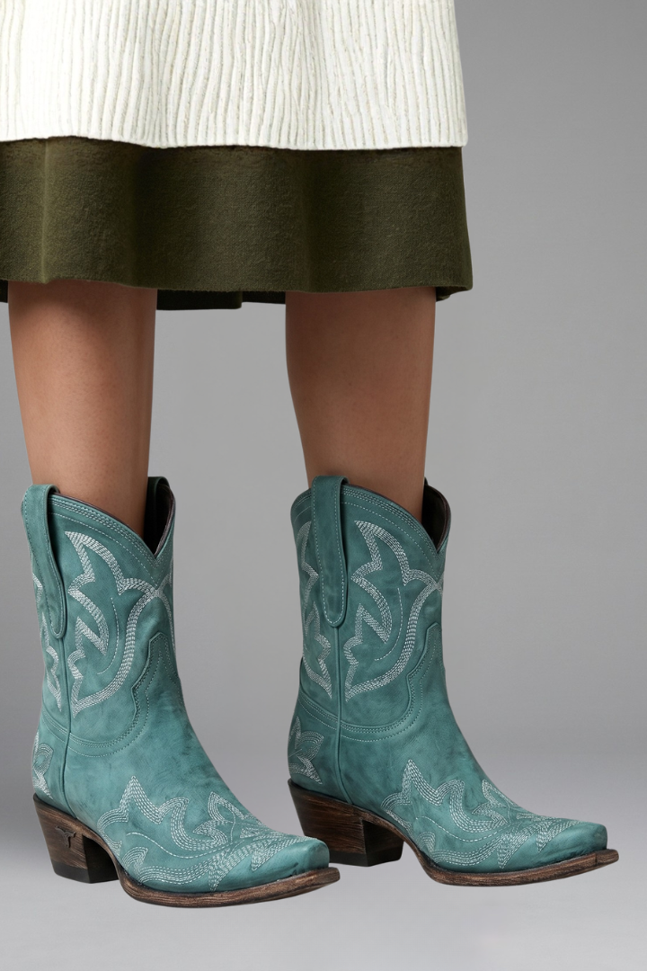 Aramelle | Bottines brodées pour femme, style décontracté inspiré de l’Ouest