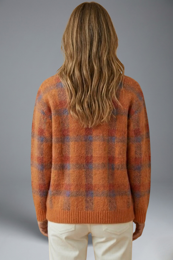 Alouette | Cardigan à carreaux pour femme – Boutonné sur le devant, manches longues