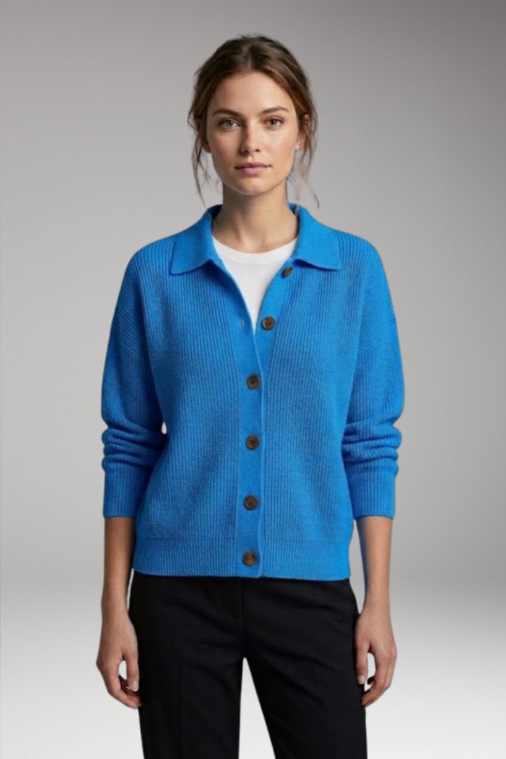 Avielle | Gilet en maille pour femmes – Col à revers, manches longues
