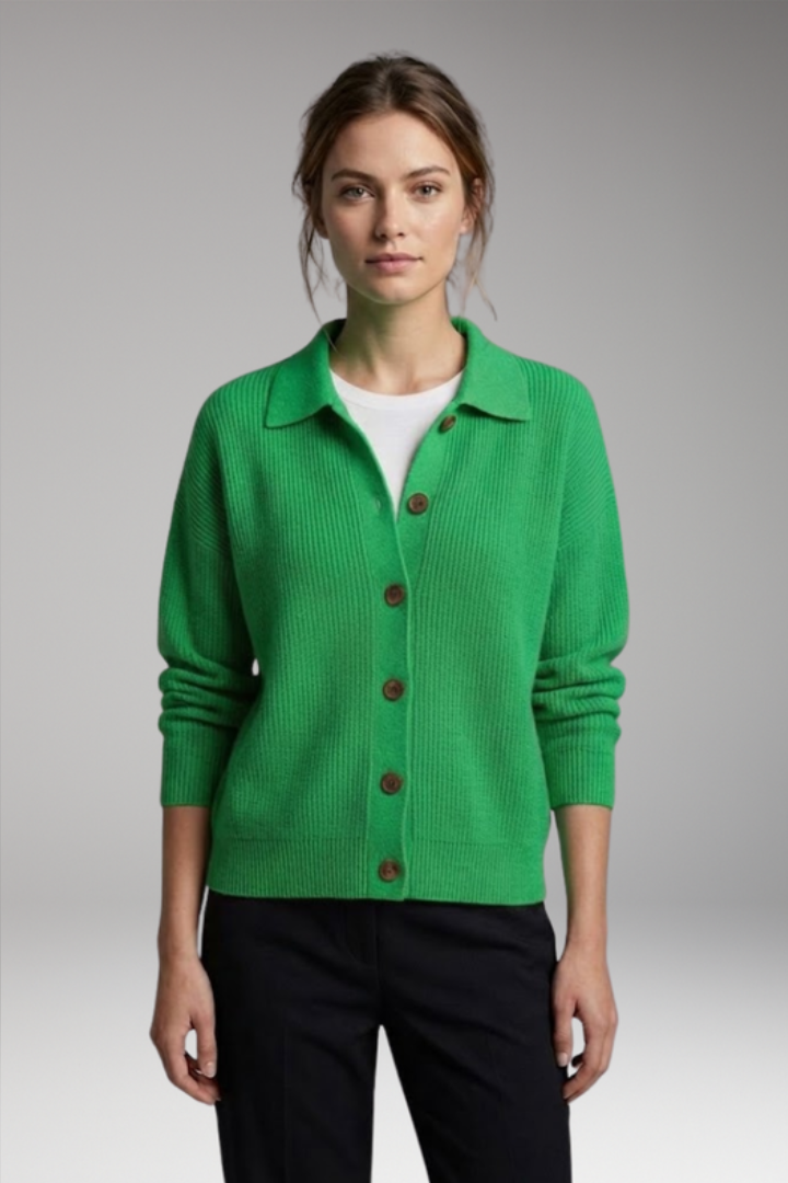 Avielle | Gilet en maille pour femmes – Col à revers, manches longues