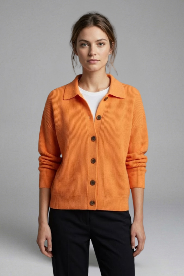 Avielle | Gilet en maille pour femmes – Col à revers, manches longues