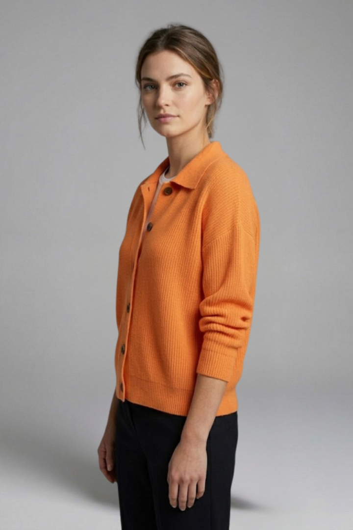 Avielle | Gilet en maille pour femmes – Col à revers, manches longues