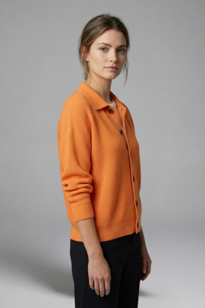 Avielle | Gilet en maille pour femmes – Col à revers, manches longues