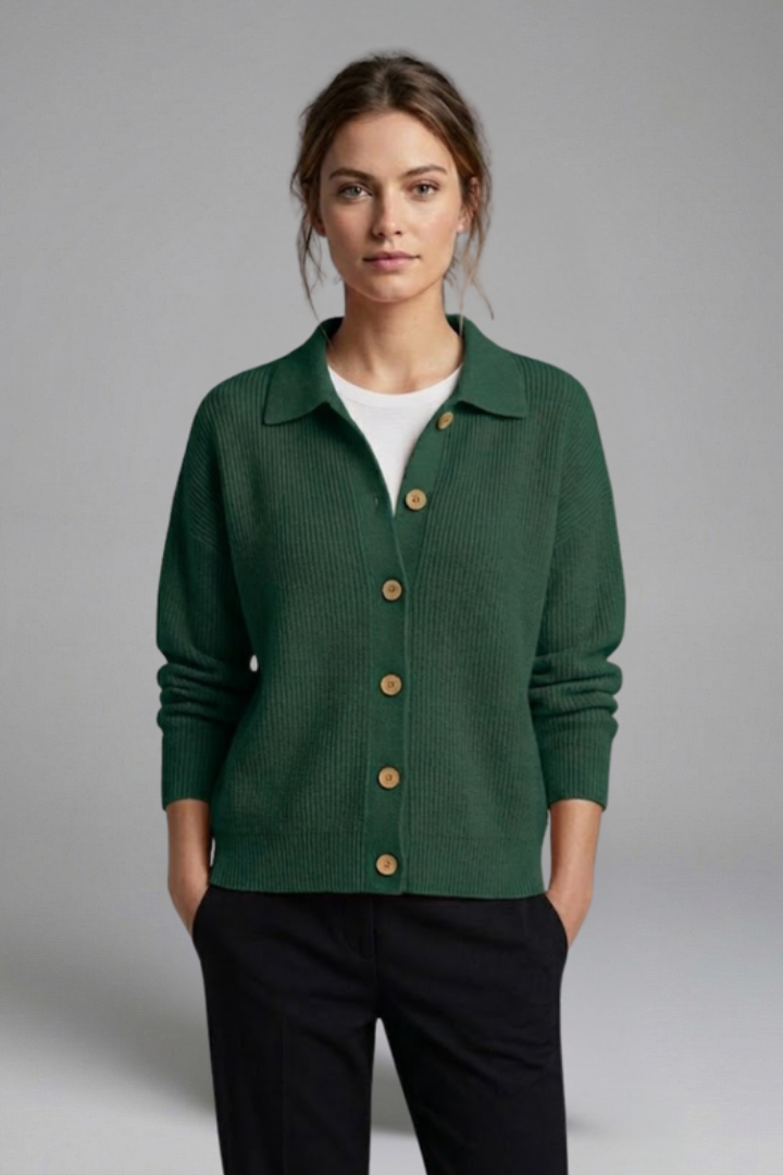 Avielle | Gilet en maille pour femmes – Col à revers, manches longues