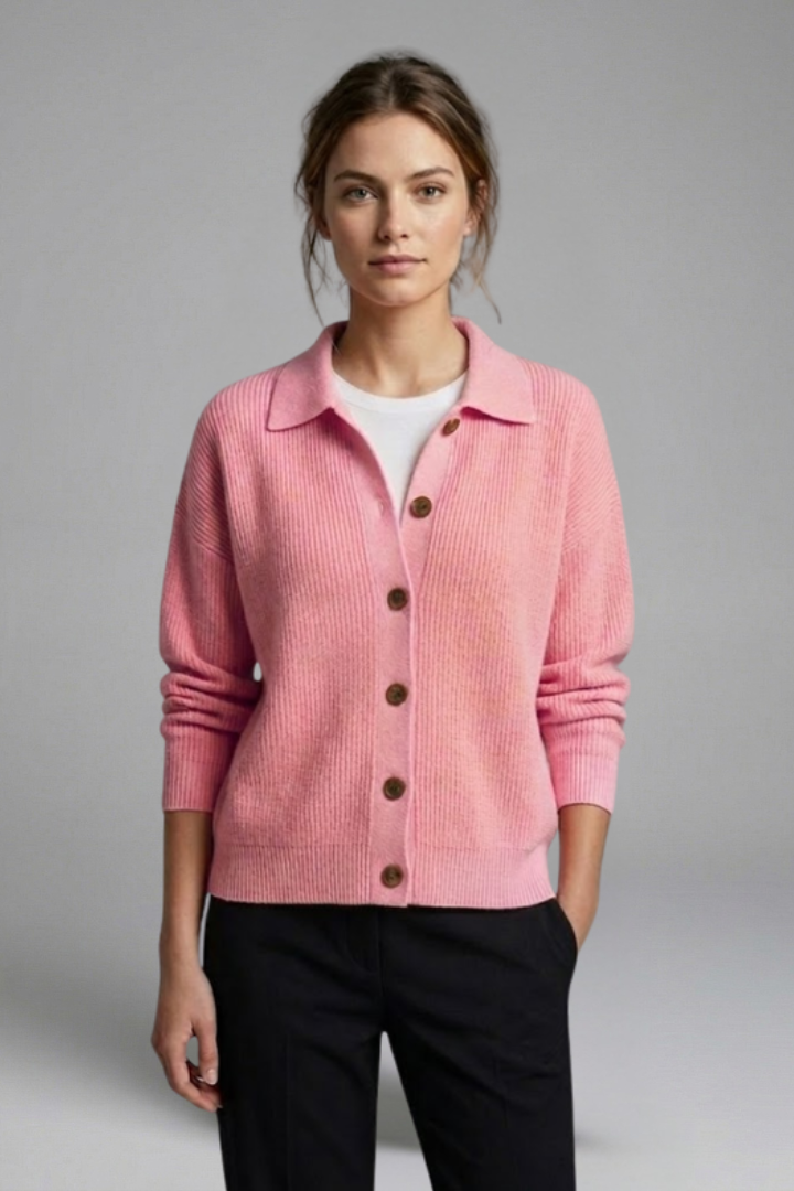 Avielle | Gilet en maille pour femmes – Col à revers, manches longues