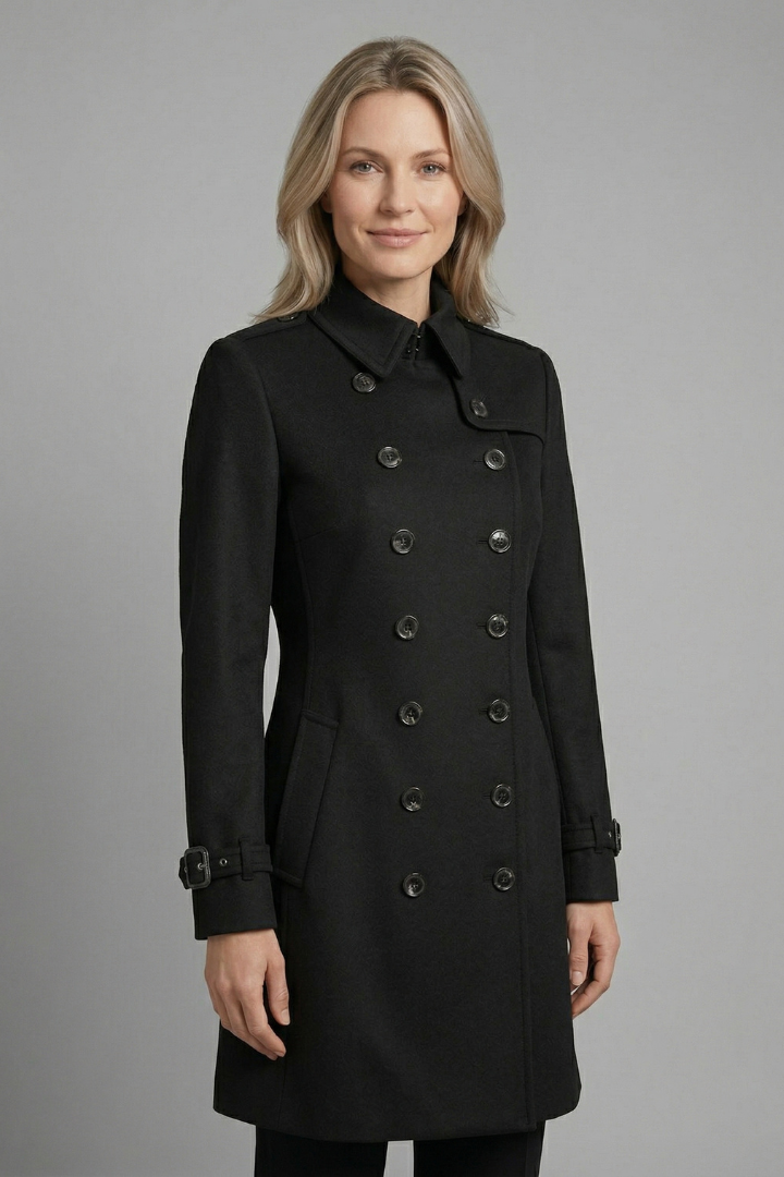 Velmielle | Manteau long pour femme – Fermeture boutonnée croisée