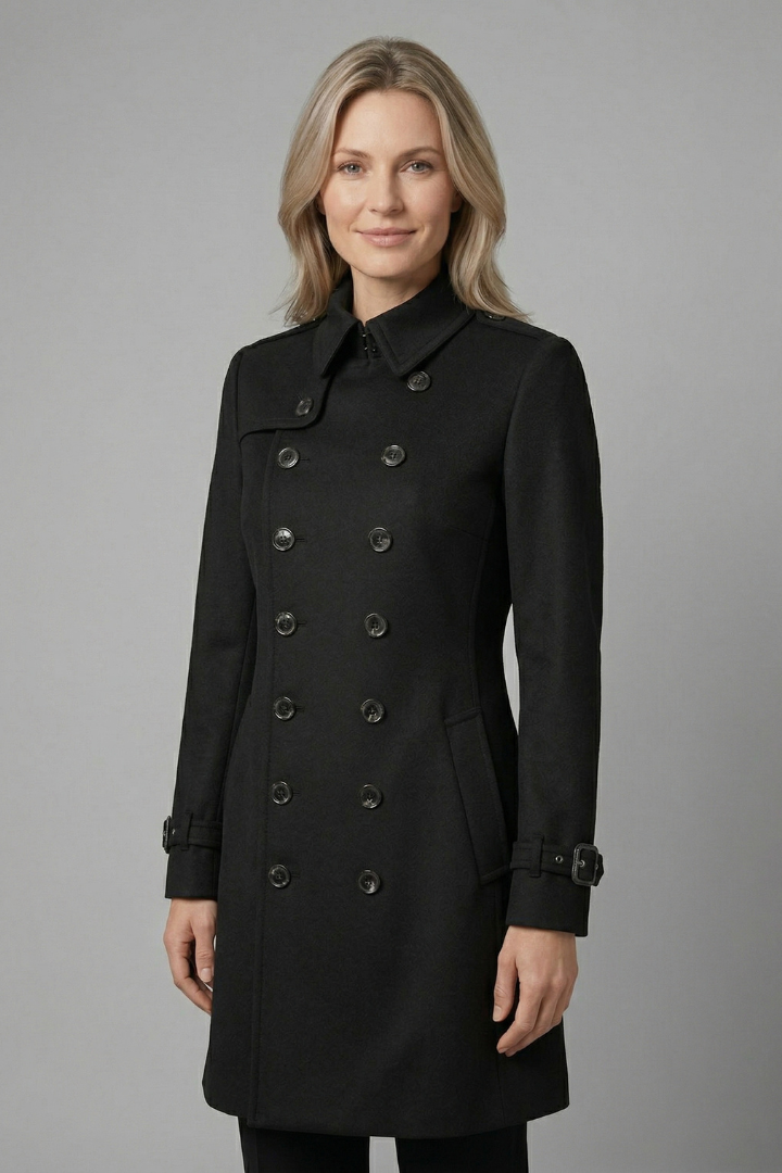 Velmielle | Manteau long pour femme – Fermeture boutonnée croisée