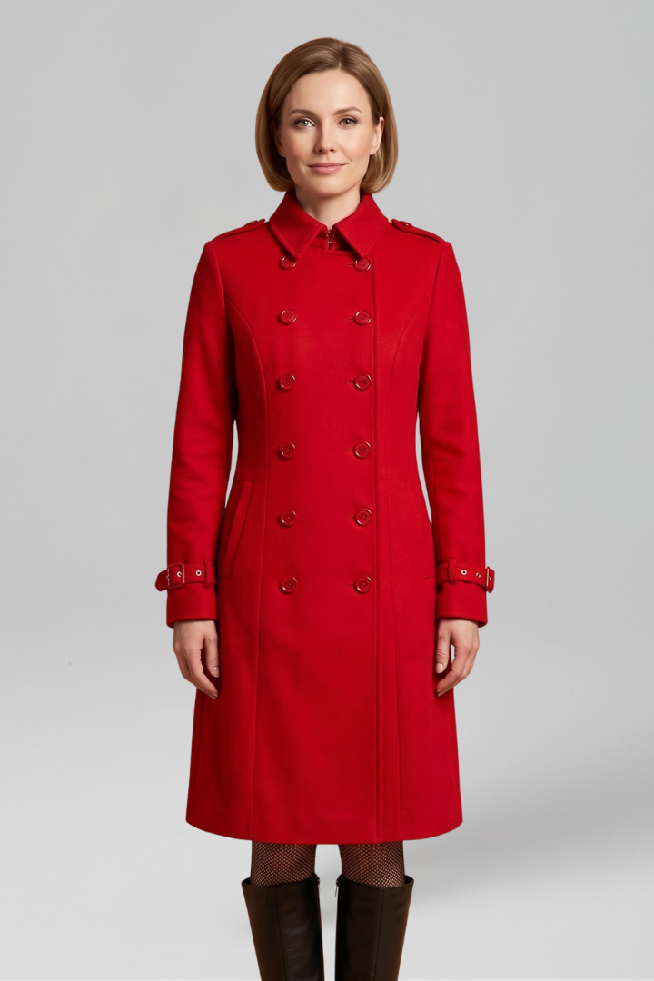 Velmielle | Manteau long pour femme – Fermeture boutonnée croisée