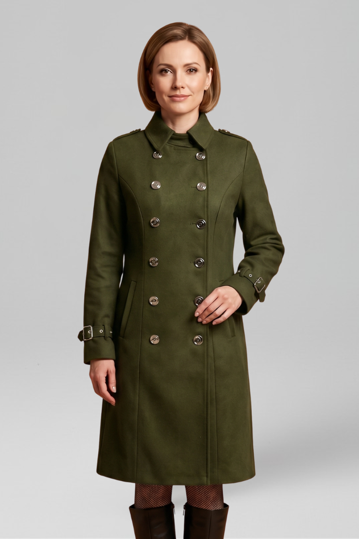 Velmielle | Manteau long pour femme – Fermeture boutonnée croisée