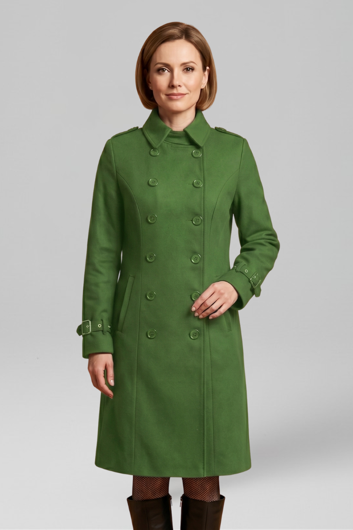 Velmielle | Manteau long pour femme – Fermeture boutonnée croisée