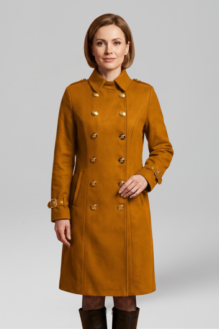 Velmielle | Manteau long pour femme – Fermeture boutonnée croisée