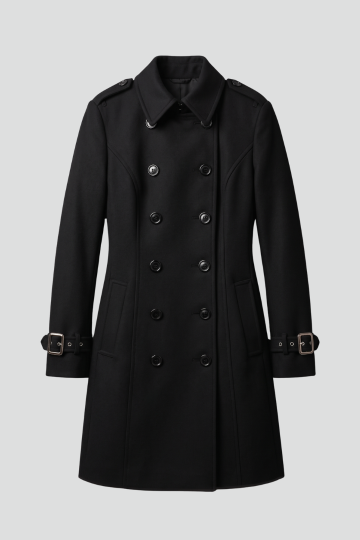 Velmielle | Manteau long pour femme – Fermeture boutonnée croisée