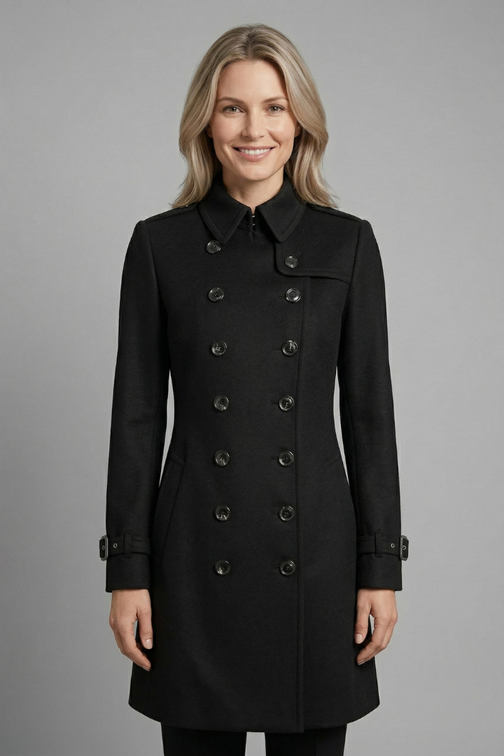 Velmielle | Manteau long pour femme – Fermeture boutonnée croisée