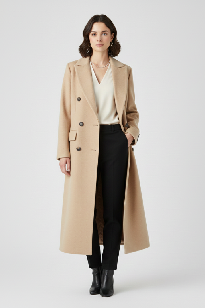 Maravira | Manteau pour femme avec col à revers, fermeture boutonnée, manches longues et coupe