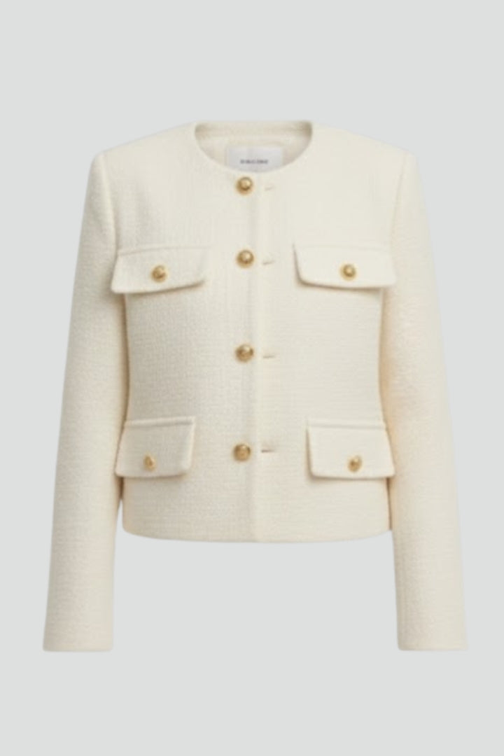 Zafielle | Veste courte pour femme avec fermeture boutonnée et poches à rabat