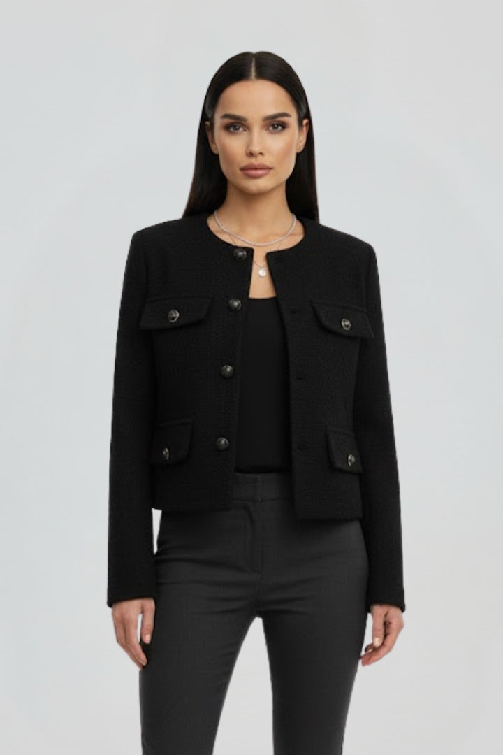 Zafielle | Veste courte pour femme avec fermeture boutonnée et poches à rabat