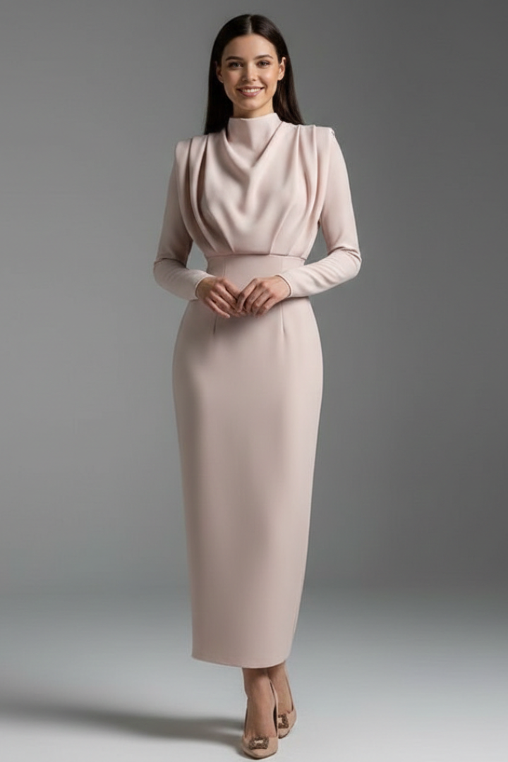 Zayelle | Robe à col montant et manches longues pour femme