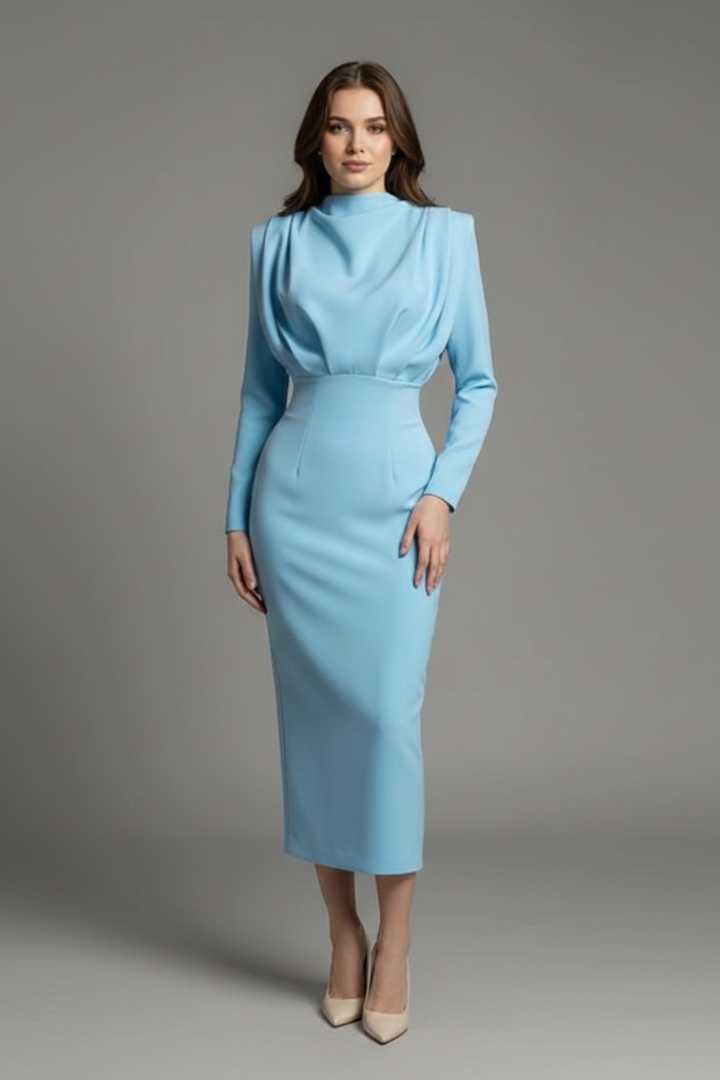 Zayelle | Robe à col montant et manches longues pour femme