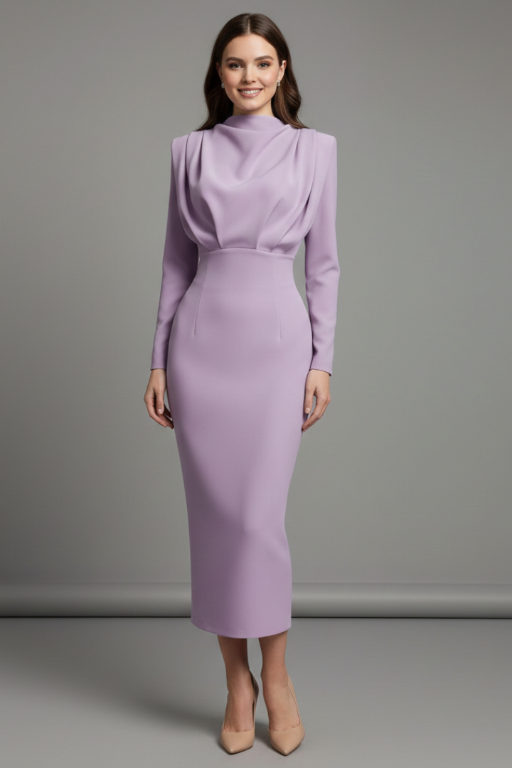 Zayelle | Robe à col montant et manches longues pour femme