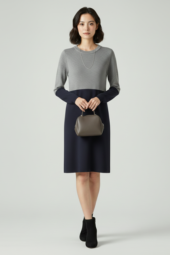 Neralia | Robe Texturée pour Femme – Robe Décontractée à Manches Longues