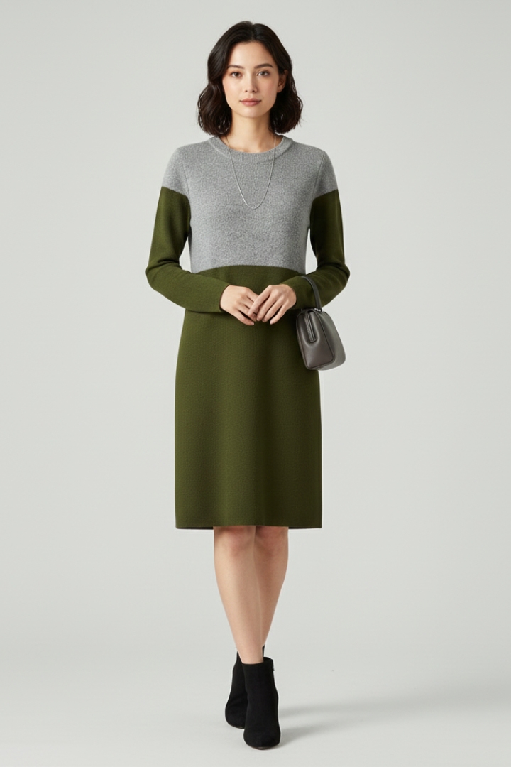 Neralia | Robe Texturée pour Femme – Robe Décontractée à Manches Longues