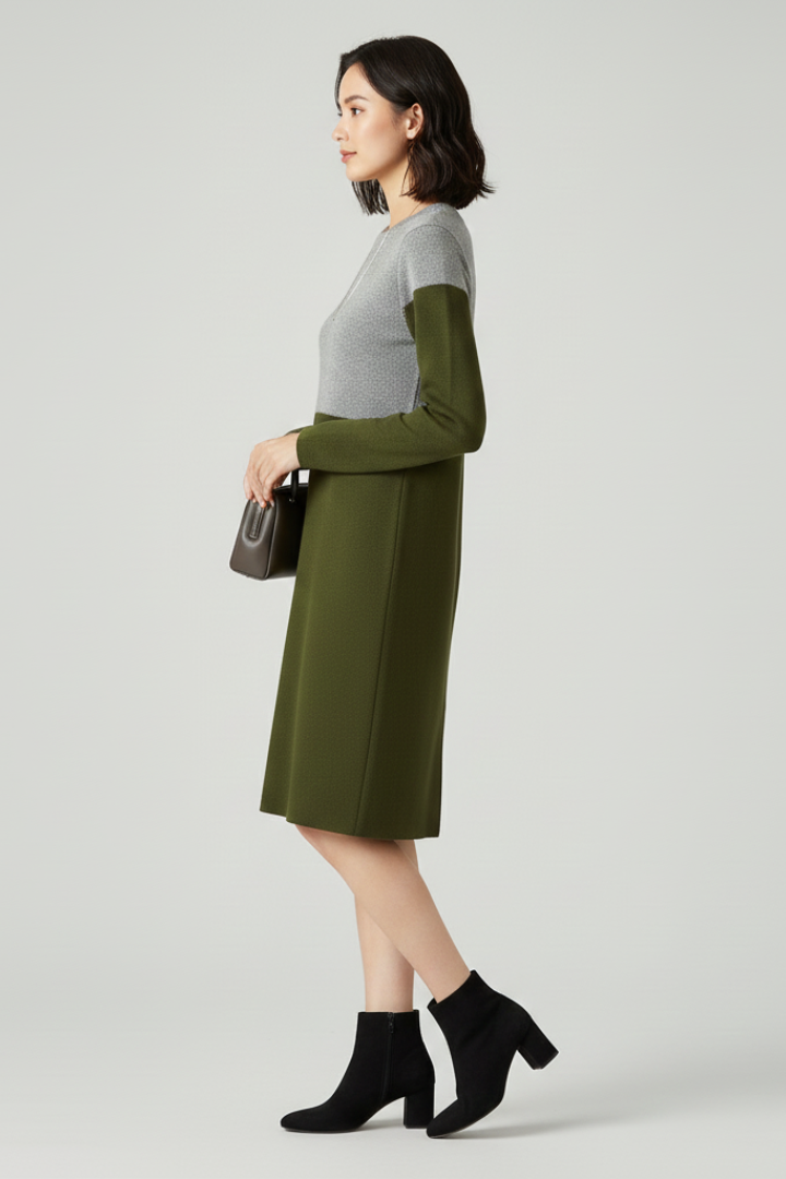 Neralia | Robe Texturée pour Femme – Robe Décontractée à Manches Longues