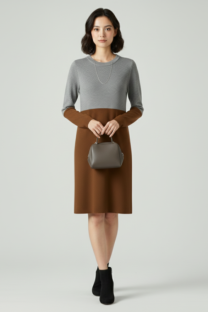 Neralia | Robe Texturée pour Femme – Robe Décontractée à Manches Longues