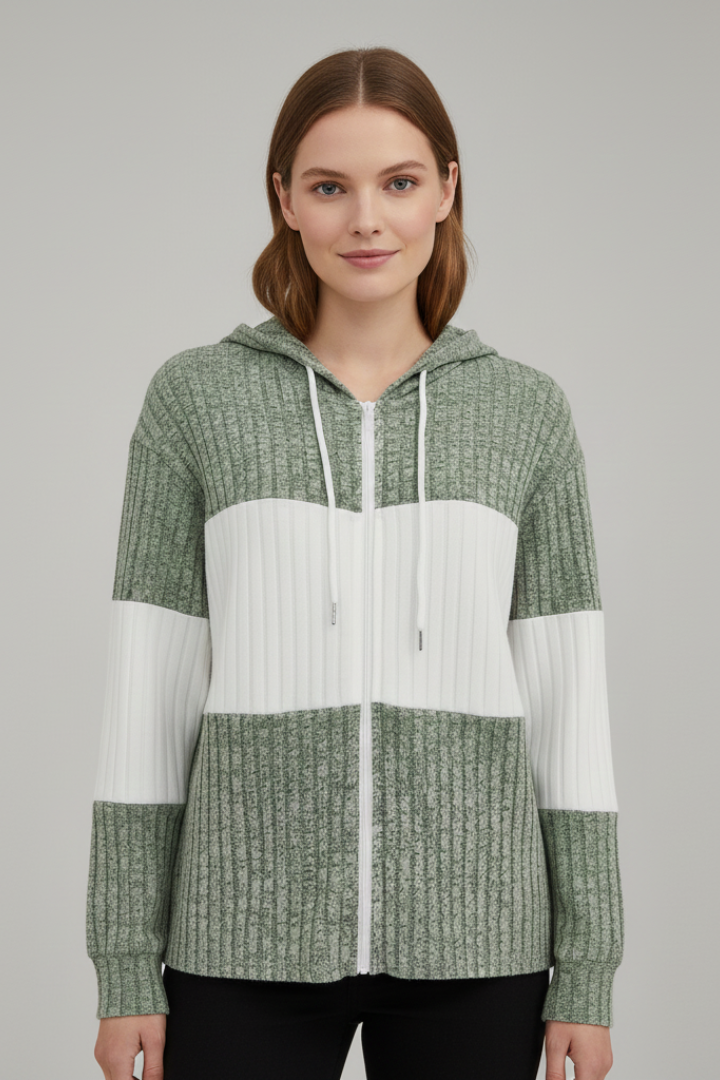 Zéphielle | Veste à Capuche pour Femme – Veste Zippée avec Capuche à Cordon de Serrage
