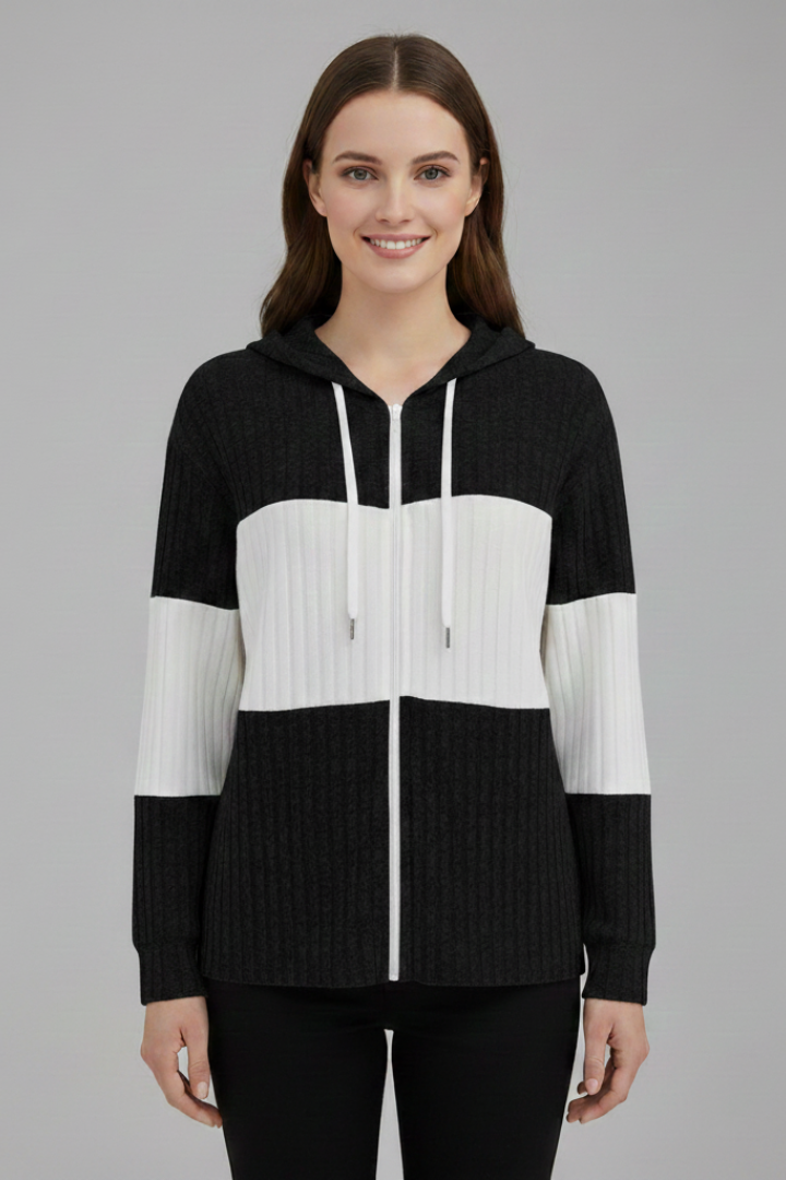 Zéphielle | Veste à Capuche pour Femme – Veste Zippée avec Capuche à Cordon de Serrage