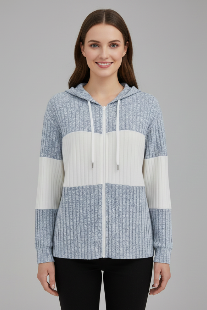 Zéphielle | Veste à Capuche pour Femme – Veste Zippée avec Capuche à Cordon de Serrage
