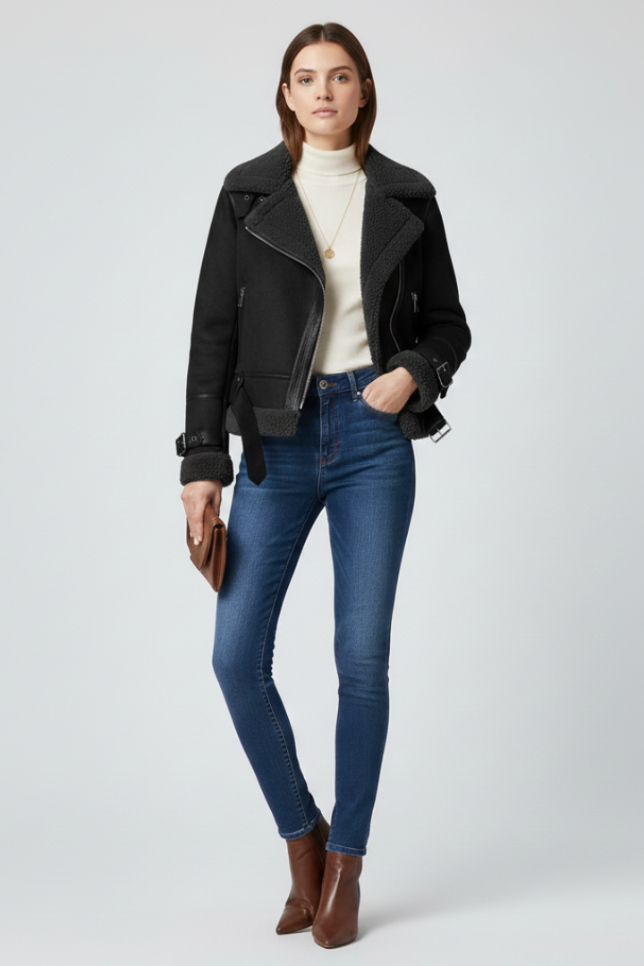 Wrenna | Veste texturée pour femme avec fermeture à glissière – Veste décontractée