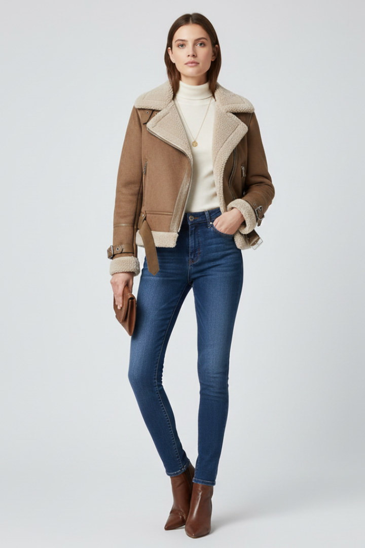 Wrenna | Veste texturée pour femme avec fermeture à glissière – Veste décontractée