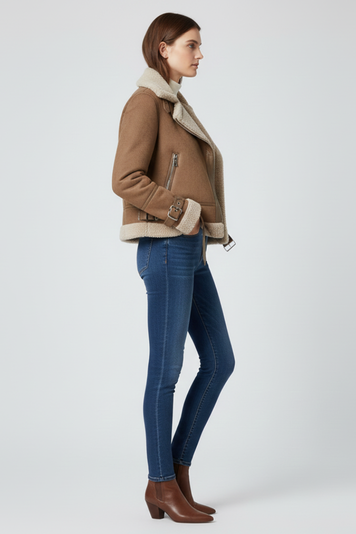 Wrenna | Veste texturée pour femme avec fermeture à glissière – Veste décontractée