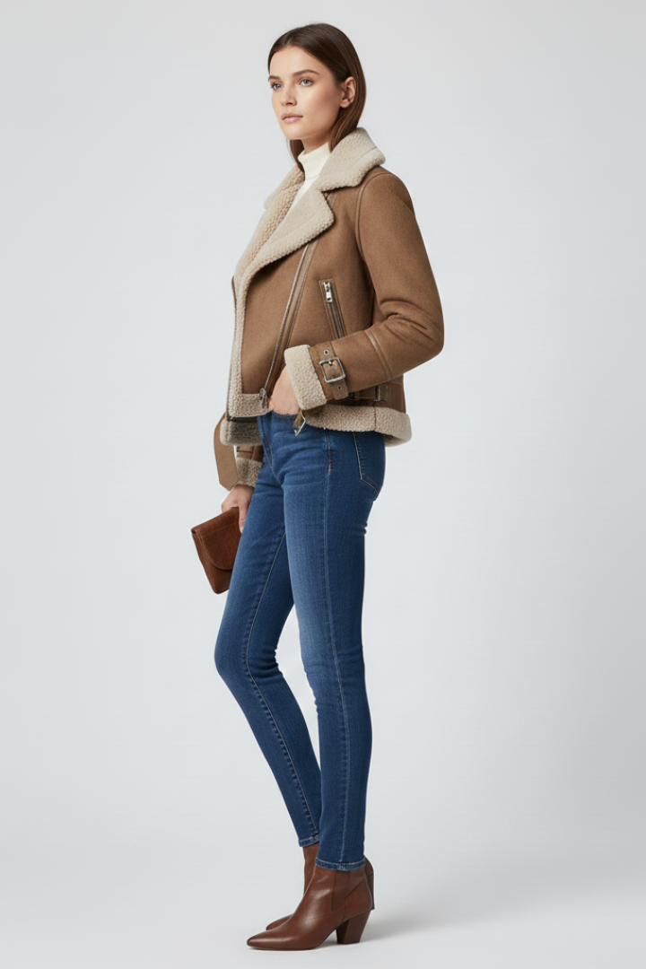 Wrenna | Veste texturée pour femme avec fermeture à glissière – Veste décontractée