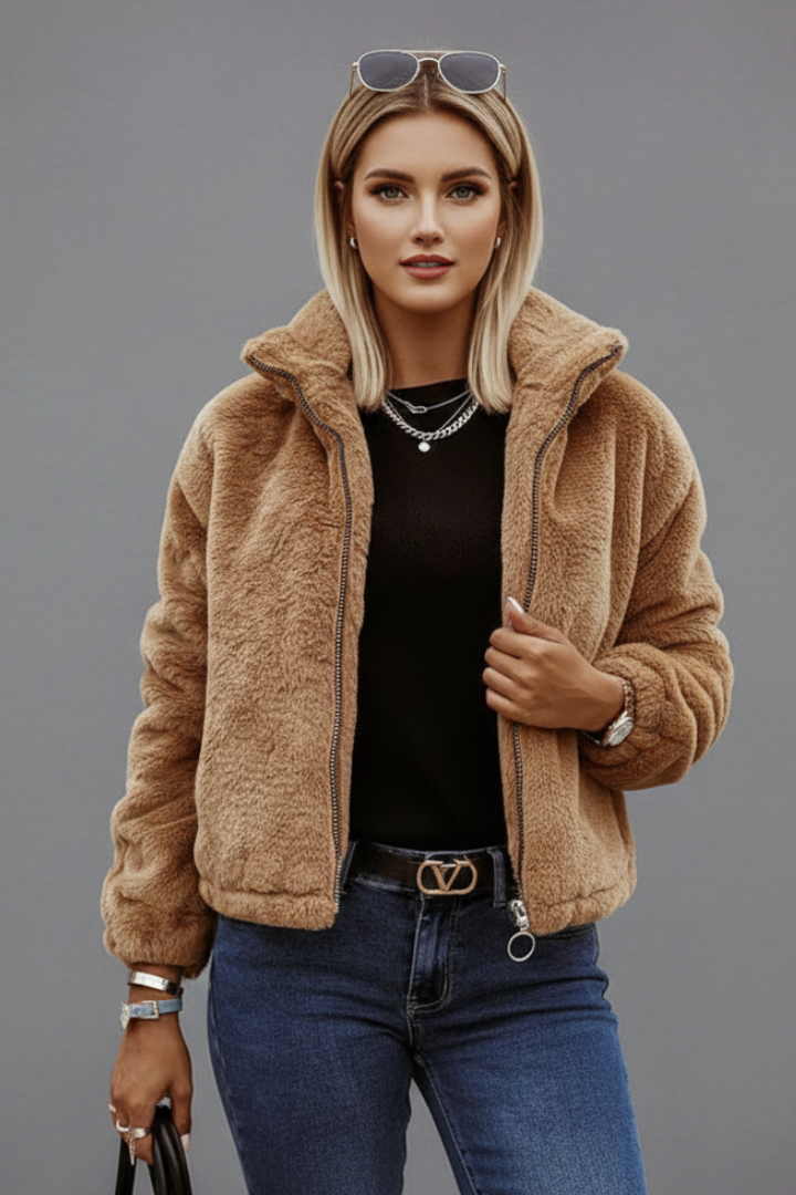 Lavenelle | Veste texturée pour femme, avec fermeture éclair sur toute la longueur, manches longues