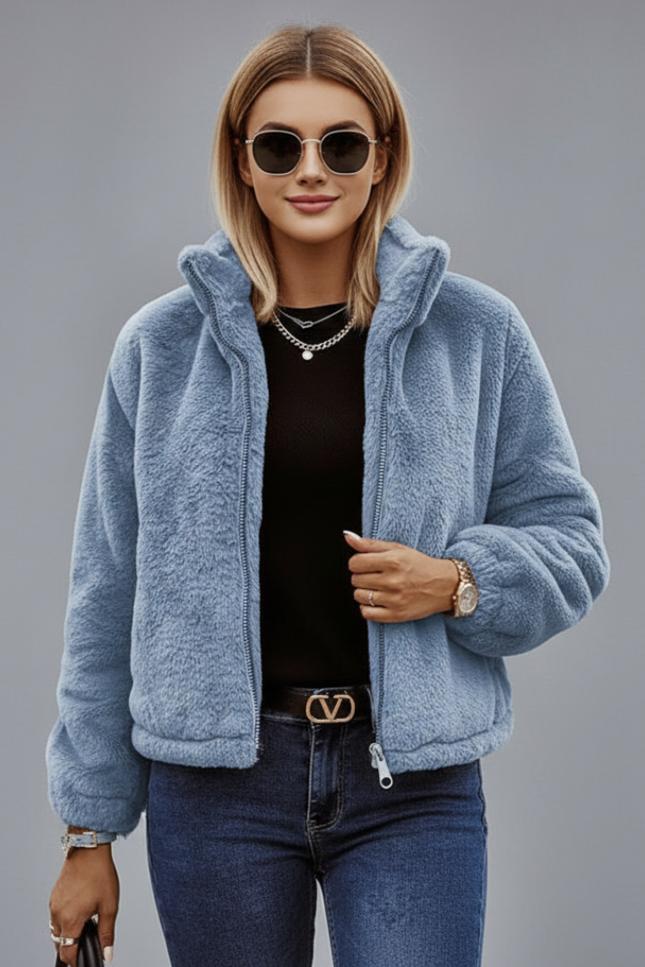 Lavenelle | Veste texturée pour femme, avec fermeture éclair sur toute la longueur, manches longues