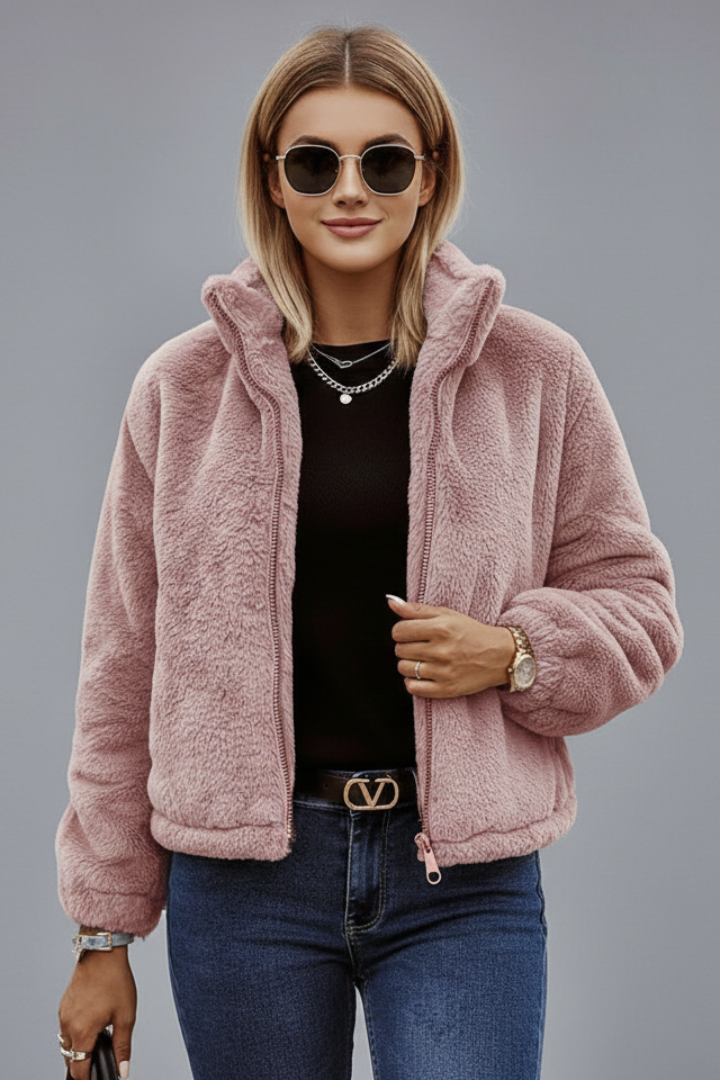 Lavenelle | Veste texturée pour femme, avec fermeture éclair sur toute la longueur, manches longues