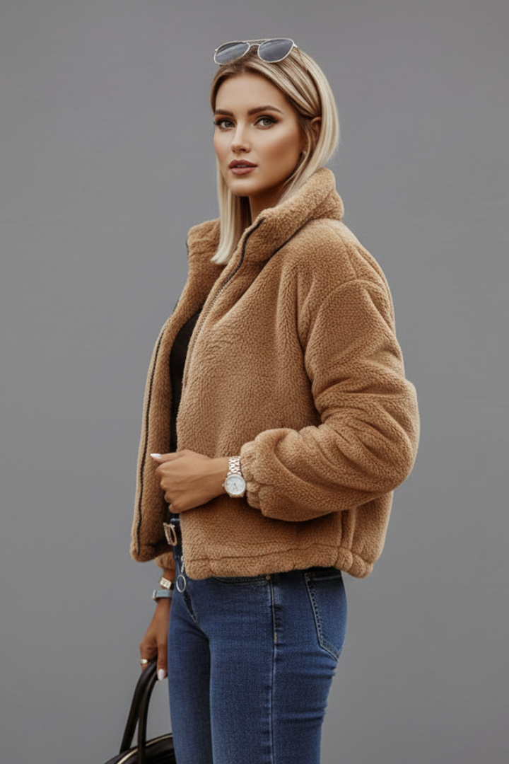 Lavenelle | Veste texturée pour femme, avec fermeture éclair sur toute la longueur, manches longues
